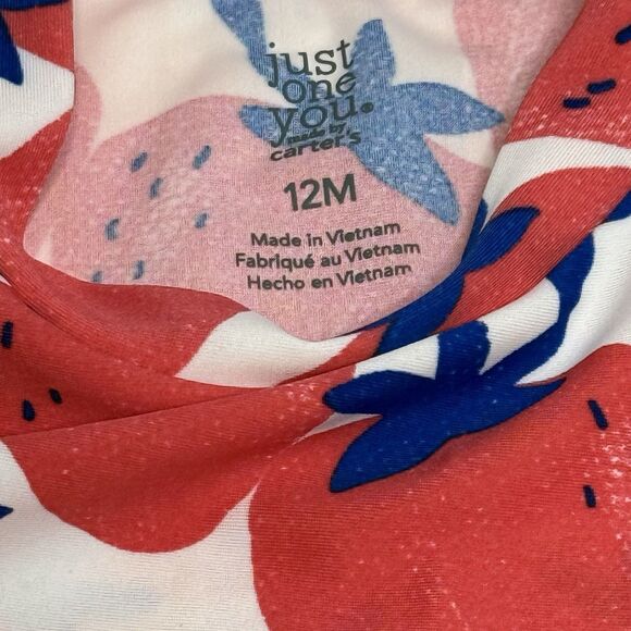 Carter's Baby Girl Berry Red Rash Guard Ruffle Bottom 2pc Swim Set Size 12M New! - Picture 4 of 9